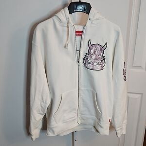 Supreme Hannya Zip Up Hoodie - FW21 - White/Lavender - Size M - READ CONDITION